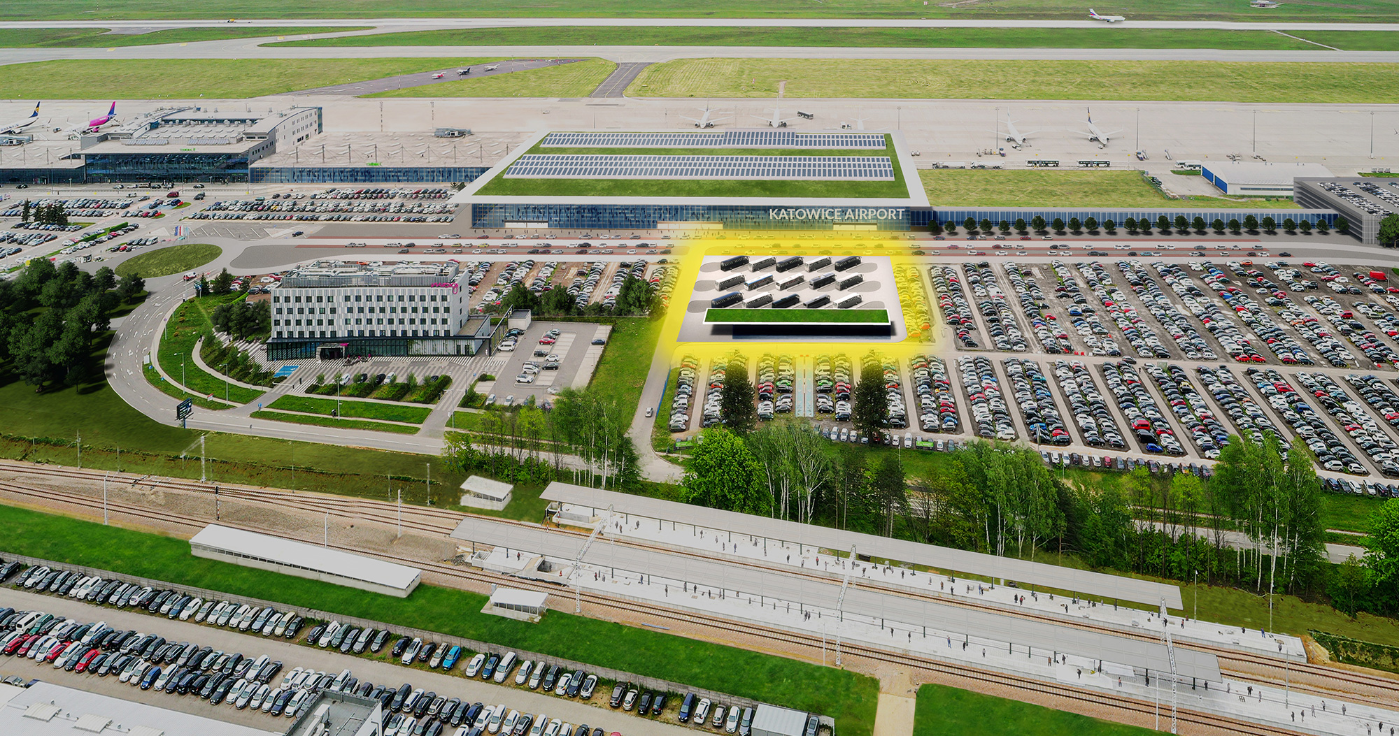 Nowy układ drogowy i multimodalne centrum przesiadkowe / Program inwestycyjny Katowice Airport 2024–2032